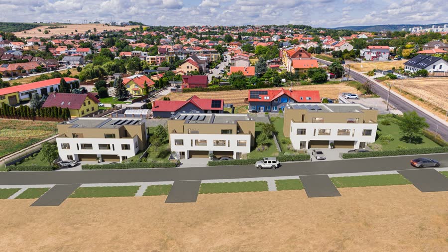 Rezidence Moravany — letecký pohled s výhledem na Moravany